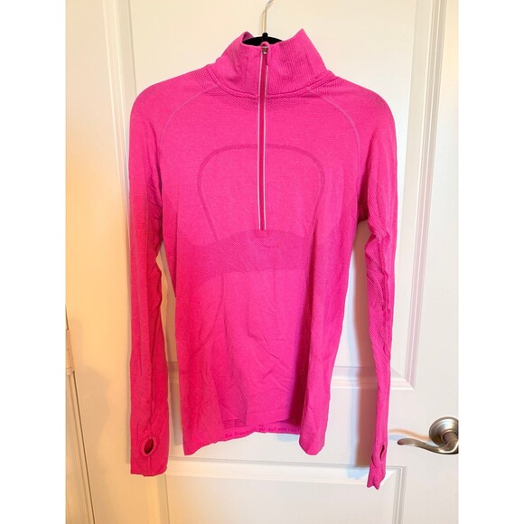 Lululemon Run Swiftly Tech 1/2 Zip Heathered Paris Pink | Size 8 - Picture 3 of 5